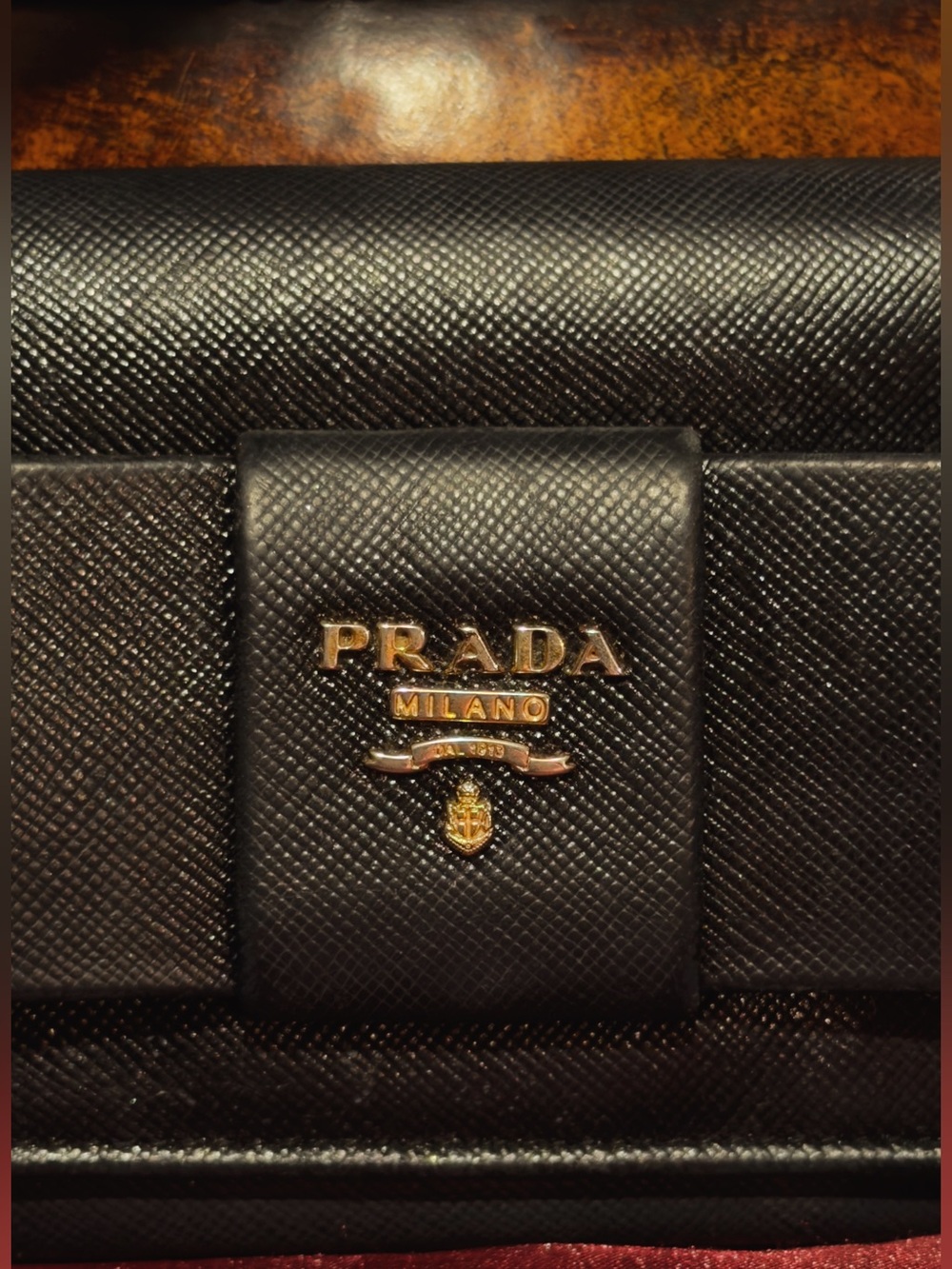Prada Black Saffiano Leather Bow Continental Wallet - Picture 9 of 16